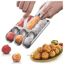 Meat Baller Spoon With Cutting Spade, Triple Meatball Maker For Meatball Lovers, DIY Meatball Making Set, Home Cooking Tools For Quick Making Meatballs - Silver - View 1