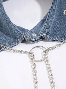 1 chiếc vòng cổ rời bằng vải denim phong cách punk thời trang nữ, thiết kế xích rỗng, phù hợp chụp ảnh đường phố, phong cách punk, trang phục lễ hội âm nhạc hip-hop - Nhiều màu - Xem 5