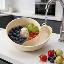Automatic Rotating Basket For Washing Vegetables And Fruits, Reusable Kitchen Tool For Cleaning And Filtering, For Removing Stains. - Pink - View 2
