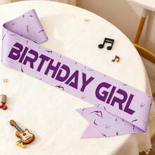 紫色 K-POP 生日女孩肩帶，K-POP 主題生日肩帶附安全針，淺紫色女性生日肩帶，生日派對裝飾，生日派對小禮品，拍照亭道具 - 多色 - 查看 5