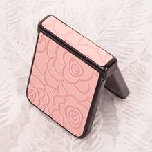 CHOKBODY Matte Embossed Floral Texture Litchi Grain Artificial Leather Folding Phone Case With Middle Hinge Protection, Compatible With Samsung Galaxy Z Flip 8/7/7FE/6/5/4 5G Folding Phone Protective Cover - White - View 9