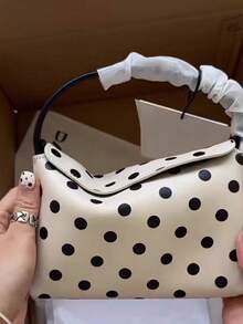 Süße weiße Polka Punkt PU Leder Handtasche, glatter & strapazierfähiger Stoff, perfekt für alle Jahreszeiten, ideal für Pendeln, Einkaufen und Freizeitaktivitäten, geeignet für Studenten & junge Berufstätige - Weiss - Übersicht 3