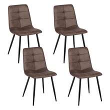 Luxstein Extendable Dining Table And Chairs Set Of 4, Concrete Effect Rectangular Table With Upholstered Linen Chairs For Dining Room, Kitchen - Marble Dining Table + PU Brown Dining Chairs - View 10