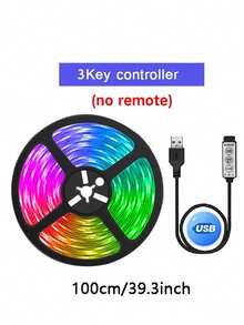 5050 RGB LED 燈條燈，3鍵式簡易控制，USB供電，柔性燈條，家具裝飾氛圍燈，1M/2M/3M/5M/10M/30M/40M - 彩色 - 查看 10