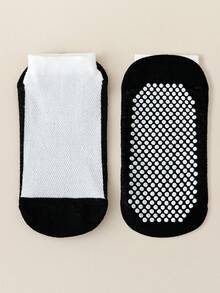 5 Pairs Kids' Breathable Mesh Ankle Socks With Non-Slip Bottoms, Contrast Color Black Boys' Socks, Girls' Summer Socks, Short Socks, Indoor/Outdoor Casual & Sports Socks - Multicolor - View 2