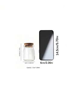 7個 100ml 耐熱小布丁罐、優格瓶、軟木塞蓋梅森罐、慕斯杯、幸運星梅森罐、迷你玻璃許願瓶、份量控制罐、珠寶收納瓶，適合臥室收納罐 - 彩色 - 查看 3