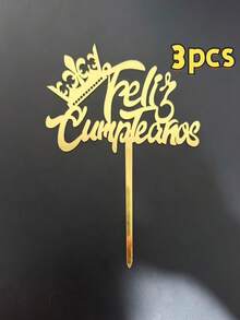 3件組西班牙風快樂生日壓克力蛋糕插牌，Happy Birthday PMMA 蛋糕裝飾牌，蛋糕裝飾，烘焙裝飾，烘焙用品，廚房用品，適用於萬聖節、聖誕派對與慶祝裝飾 - styleK - 查看 11