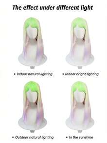 anxin Rainbow Ombre Wig With Bangs, Kawaii Style, Macaron Color, Lolita Cosplay, Suitable For Conventions And Daily Wear - Purple Ombre - View 9