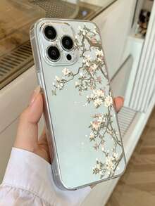 Fashionable Floral Pattern Transparent Shockproof Anti-Slip Durable TPU Phone Case, Suitable For IPhone17/17Pro/17ProMax/16/16Pro/16ProMax/15/15Pro/15ProMax/14/13/12/11, Waterproof, Shock-Resistant, Scratch-Resistant - Transparent 3 - View 2