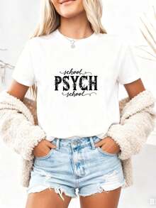 School Psychologist T-Shirt, Floral School Psychologist T-Shirt, School Psychologist Gift, Psychology Graduate Gift, School Psychologist Gift, Back To School Gift Mug, 100% Cotton - 白色4 - 查看 4