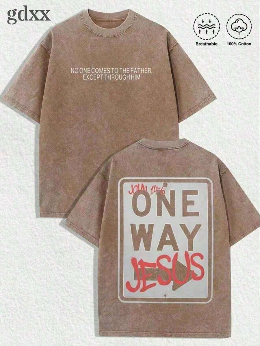 Women's Casual Printed T-Shirt, Short Sleeve, Round Neck, Local Urban Fashion Spring/Summer. Women's Blouses, Women's T-Shirts. 230g (S-XXXL) - 咖啡棕色 2 - 查看 1