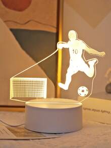 1pc 3D Acrylic Football Pattern Night Light, USB Powered, Bedroom Decor, Desktop Decor, Bedside Lamp, Football Fan Gift, Home Decor Night Light - White - View 23