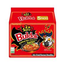 Samyang Buldak Hot Chicken Ramen, Korean Stir-Fried Instant Noodle, 2X Spicy, 4.94 OZ(140g), Pack Of 5 - 4.94 Ounce (Pack Of 5) - View 1