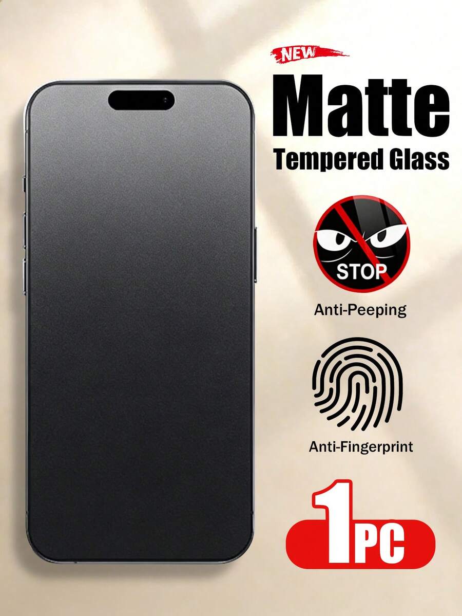 1pc Tempered Glass Privacy Screen Protector, Full Coverage Design, Compatible With IPhone 17 Pro Max/17 Air/17E/16 Pro Max/16E/15 Pro Max/15 Plus/14 Pro Max/13/12/11 Pro Max/Xs Max And Other Models - Black - View 1