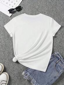 Camiseta Casual de Mujer 100% Algodón Puro con Estampado Gráfico de Viajes a Italia, Positano y la de Amalfi en Acuarela, Cuello Redondo, Manga Corta, Suave al Tacto, Blanca, para Uso Diario, Novedad 2026, Moda - Blanco - Ver 3