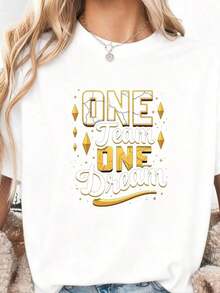 "One Team, One Phrase, One Dream" T-Shirt - Pure Cotton - 白色2 - 查看 1