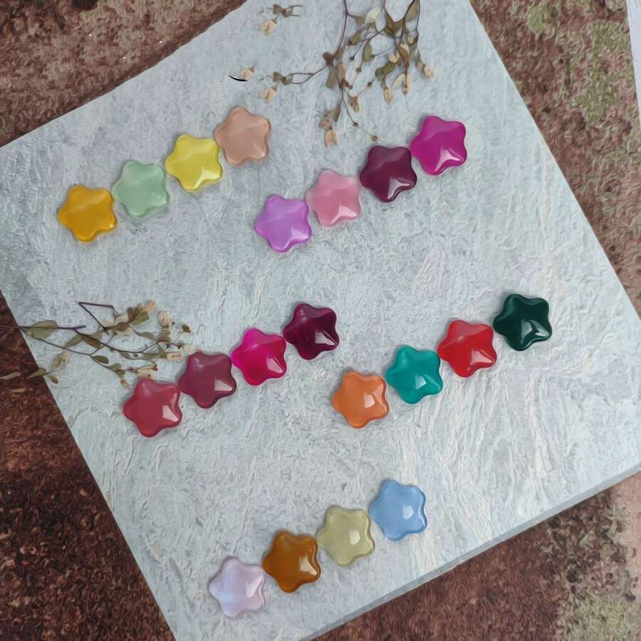 50张透明玻璃花形指甲油颜色展示卡,扁平指甲凝胶颜色卡,适用于美甲沙龙和家庭使用 - 彩色 - 查看 1