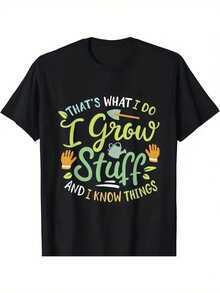 Camiseta Divertida para Hombres con Frases de Jardinería - "Eso es lo que hago, cultivo cosas y sé cosas" - Camiseta con Diseño Gráfico de Temática de Plantación - Camiseta de Corte Holgado y Tejido Grueso para Jardineros, Agricultores, Amantes de las Plantas - Ropa Casual Suave y Transpirable para Uso Diario con Diseño de Herramientas de Jardinería - I - Negro - Ver 6