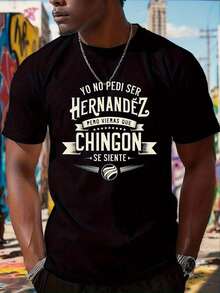 Camiseta gráfica de talla grande  , NO PEDÍ SER UN HERNANDEZ, impresión de letras en negrita, ajuste holgado, camiseta casual  el verano, uso durante todo el año, - Negro - Ver 6