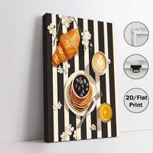 Tranh phong cảnh bữa sáng, tranh vẽ trên vải hình bánh sừng bò và bánh kếp, tranh nghệ thuật retro, tranh trang trí hiện đại, thích hợp làm quà tặng, trang trí nhà cửa và ký túc xá, phòng ngủ và phòng khách, tranh phẳng 2D không khung, trang trí phòng hoàn hảo. - I - Xem 19
