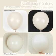 30/50pcs White Sand Latex Party Balloons - 18 Inch, 12 Inch, 10 Inch, 5 Inch Round Helium Balloons, Beige, Suitable For Birthday, Wedding, Baby Shower, Party, Gender Reveal Party, Party Decoration - Beige - View 8