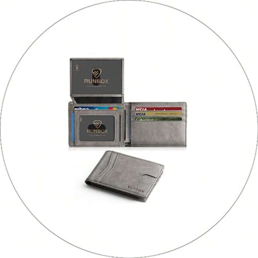 Wallet For Men Slim Rfid Leather 2 ID Window With Gift Box Slim, Rfid, 2 ID Window, With Gift Box, Slim, Rfid - Classic Grey-new - View 1