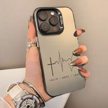 Fanahat  Case: ECG And Heart Pattern Design For IPhone 17 Pro Max 16 15 14 13, Gradient Mirror, Shockproof Protective Case, Slim And Modern Style, Western Style Accessory - 1 - View 1
