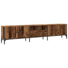 Mueble para TV vidaXL con cajón, acabado en madera envejecida, 200x25x44 cm, madera de ingeniería. - Marrón - Ver 3