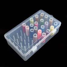 42-Slot Transparent Plastic Sewing Thread Organizer Box, Durable Multi-Function Storage Box, Suitable For Small/Medium Spools, Craft Room And Travel Supplies, Can Store Thread Spools, Needles, White Fabric Box With Compartments, Home Desktop Sewing Organizer Box - One Size Fits All - View 4