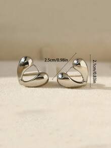 1 Pair Niche Design Old Money Style Metal Heart Hoop Earrings Suitable For Women's Daily Wear - Earrings - View 4