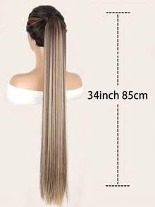 European And American Style 34 Inch Long Straight Ponytail Hair Extension With Bow Tie,Clips For Hair - Multicolor - View 7