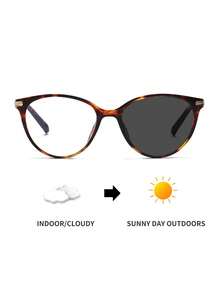 Color-Changing Sunglasses, Transparent Lenses Turning To Light Gray, Retro Cat-Eye Frame In Plastic Leopard Print, Fashion Classic Decoration For Outdoor Travel Beach Vacation Casual Wear, Summer UV Protection Sunglasses For Men And Women, Computer/Gaming/TV/Phone Glasses, Anti-Blue Light Glasses, Fashion Flat Glasses - Multicolor - View 5