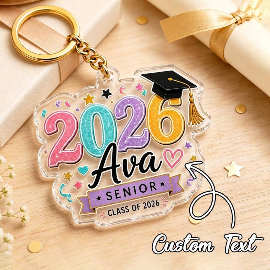 Personalized Senior 2026 Acrylic Keychain, Custom Name Graduation Gift, Class Of 2026 Keepsake For Her - Multicolor - View 1