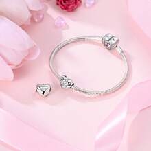 1 Pc Silver Color Shining Zirconia Vintage Warm Sisters Family Cat Paw Print Heart Charm Fit Original Bracelet Necklace Pendant Beads For Diy Jewelry Making Ideal Choice For Women'S Daily Jewelry Accessories-Birthday Jewelry Gift - Silver - View 5