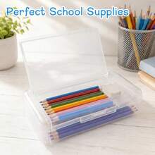 Pencil Box, Large Aci Double Layer Pencil Case, 1 Pa Hard Pencil Case, Clear C Box Wi -Tight Lid, Plac Storage Box Art Craft Marker Organ For Office School Ps, Clear - A - View 6