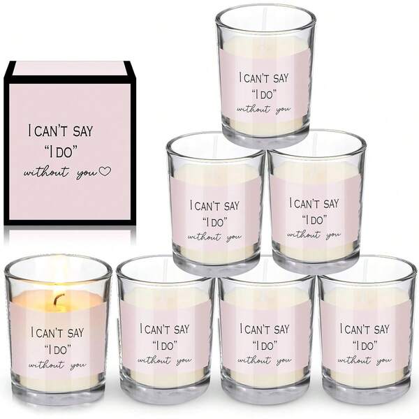 6 Piezas Regalos de Propuesta para Damas de Honor "No puedo decir que me caso sin ti" Velas, Regalos para Damas de Honor, Velas de Cera de Soja Natural con Cajas para Mejores Amigas de Boda (Estilo Elegante)