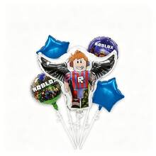 MINISO Roblox Cartoon Helium Balloons – Blue Star & Character Foil Balloons For Birthday Party, Celebration, Game Room Decor, Inflatable Cartoon Props, Fun Party Supplies, Party Decoration Kit - View 7