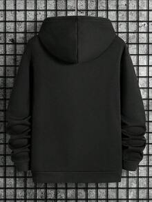 Homme Men's Geometric Print Hoodie With Kangaroo Pocket And Drawstring - 黑色 - 查看 2