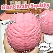 ORB Easy Sqweezy Jumbo Brainy 大號巨型大腦捏捏球惡搞玩具，趣味柔軟慢回彈超軟大腦壓力舒緩球，壓力舒緩工具，愚人節禮物、生日禮物、節日禮物，完美禮物 - 彩色 - 查看 2
