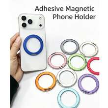 1 buah Dudukan Ponsel Magnetik Paduan Aluminium Berputar 360°, Dengan Perekat untuk Pemasangan di Meja, Mendukung Pengisian Daya Magnetik - MultiWarna - View 2
