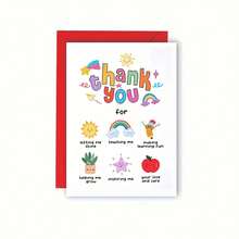 1 Greeting Card With Envelope For Teacher's Day - Preschool Teacher Appreciation Gift, "Thank You For Helping Me Grow" Message, Rainbow, Sun And Education Symbol Design, Perfect Teacher's Day Gift For Teachers And School Staff - View 12
