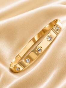 Vòng tay hoa may mắn bằng thép không gỉ mạ vàng 18K, món quà thanh lịch dành tặng nàng vào ngày lễ tình nhân - Phong cách 19 - Xem 2