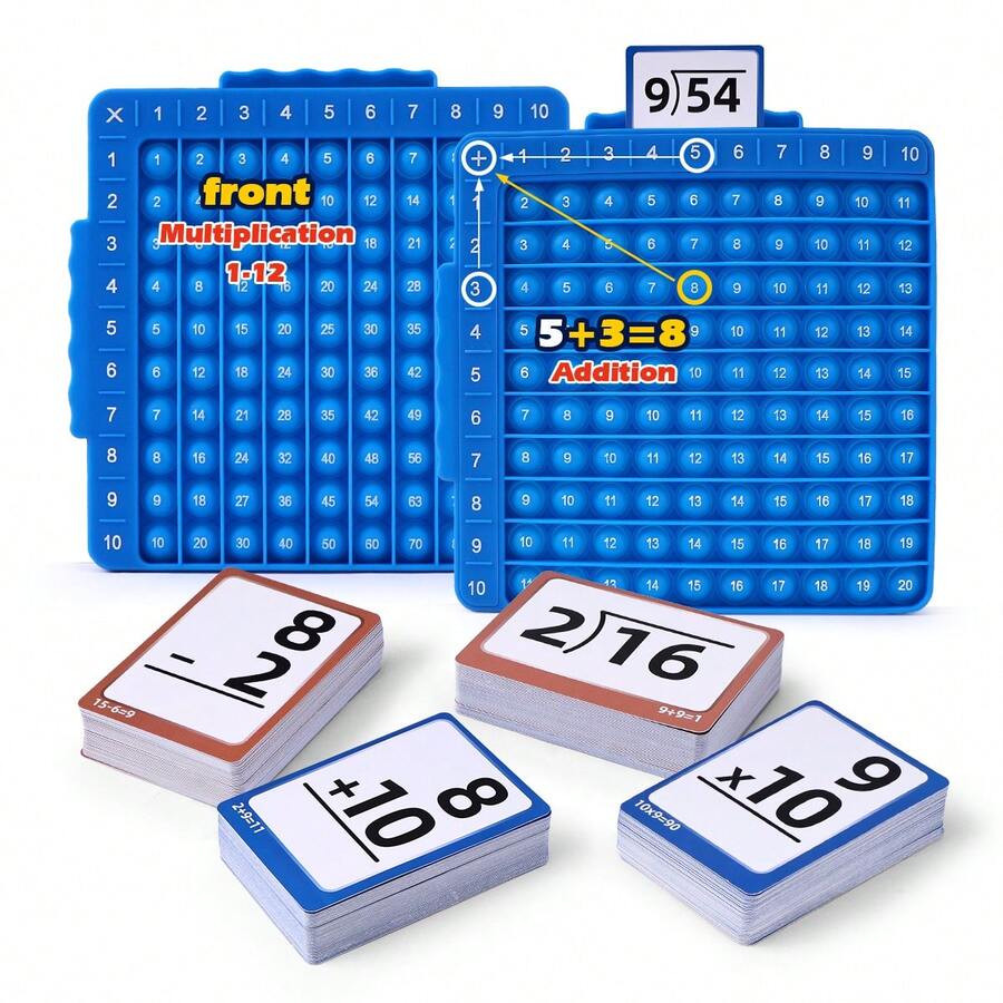 376-Piece Math Game Fidget Toy, Puzzle Bubble Press Game With Algorithm Cards, Suitable For Practicing Addition, Subtraction, Multiplication And Division Of Numbers 1-100, Educational Math Learning And Teaching Toy For Children 3+ Years Old, Great Classroom Gift - Multicolor - View 1