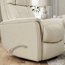 Global Home Swivel Glider Recliner With Manual Adjustable Headrest And Footrest In Faux Leather  Oyster - Oyster - Faux Leather1 - View 4
