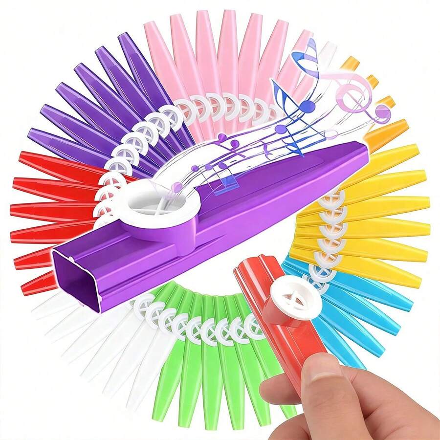 3pcs 10cm Plastic Kazoos With Reeds - Multicolor Party Favors For Events, Durable Assorted Colors Musical Instruments, Birthday Gift Bulk Supplies ZSY - Multicolor - View 1