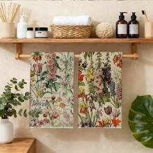 MEMNUN 2 Stücke Vintage Botanische Illustration Blumen Muster Küchentücher, 15,75*23,62 Zoll (40*60cm), weiches Mikrofasermaterial, Geschirrtücher, Handtücher, ideal für Küche & Esszimmer Dekoration, ganzjährig - Verschiedenfarbig - Übersicht 8