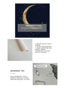 1pc Frameless Islamic Crescent Moon Wall Art, Ramadan Decor Golden Starry Night Sky Print, Dorm Room Party Decoration Best Gift, Back To School, Room Decor Bedroom, Funkyposters - New Moon - View 10