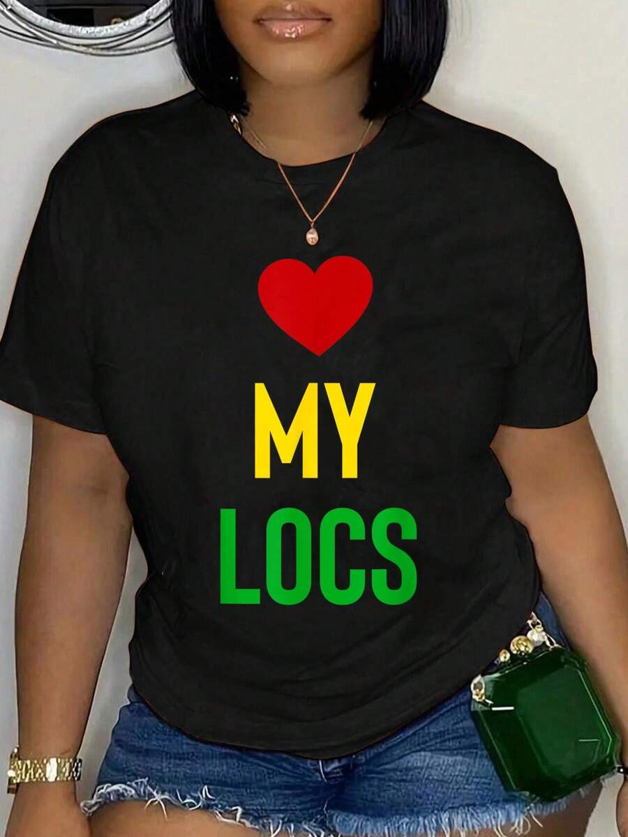 100% Cotton I Love My Locs Natural Hair T-Shirt Unisex Classic Comfort Tee Tops Oversized Crew Neck T Shirts - Đen 9 - Xem 1