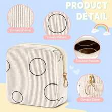 Period Bag For Teen Girls -  Pouch - Corduroy Portable Sanitary Pad Bags - Holds 6-10 Pads - Pink - Corduroy Pink - View 6