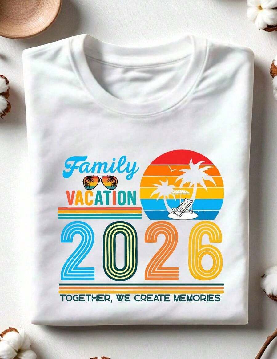 Family Vacation T-Shirt, Family Memories T-Shirt, Matching Travel T-Shirts 2026, Group Beach Trip Outfit.OC-459 - 白色 - 查看 1